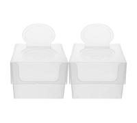ULDIGI Caja Cuadrada para Toallitas Húmedas Infantiles, 2 Unidades, Recipiente de Plástico Transparente Tapa Abatible para Pañuelos de Tela No Tejida