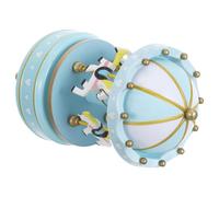 ULDIGI Caja de Música de Madera Azul con Caballos Giratorios y Elevables Mecanismo de Relojería Decoración Navideña Coleccionable con Melodía Castle In The Sky