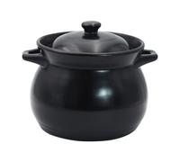 ULDIGI Cazuela Mini de Cerámica Negra 1.1l Resistente a Altas Temperaturas para Estofados y Sopas, Olla Multiusos para Cocina a Gas, Cazuela de Barro para Bebés y Arroz