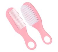ULDIGI Cepillo De Ñiño Rosa y Peine De Masaje Suave Para Recién Nacido, Kit De Cuidado Antiestático, Material Pp y Tpe, Estimulante Circulación, Para Higiene Diaria Del Ñiño, Set Rosa