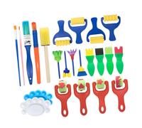 ULDIGI Cepillos de Esponja para Kit DIY Creativo de Pintura con de Colores y Bandeja de Pigmentos Herramientas y Ligeras para Preescolar y Jardín de Infancia Color Color Aleatorio