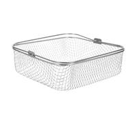 ULDIGI Cestillo para Freidora de Aire Cuadrado de Acero Inoxidable, 1 | Malla Metálica Perforada, Asa Ergonómica y Extraíble, para Pizza y Marisco en Hornos de Sobremesa