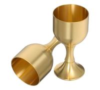 ULDIGI Copa de vino de latón dorado, conjunto de 2 copas para bodas y momentos de brindis, cáliz clásico para altares y celebraciones
