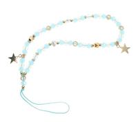 ULDIGI Correa de Muñeca para Móvil con Cuentas de Cristal y Colgante Estrella de Cinco Puntas Azul Accesorio Anti-pérdida Hecho Mano para Mujeres y Niñas Cadena Corta y Elegante para