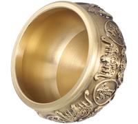 ULDIGI Cuenco Decorativo de Latón Envejecido 6 Cm, Cuenco Chino de Riqueza para Decoración de Escritorio y Hogar, Adorno Tradicional de Metal para Feng Shui y Prosperidad