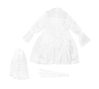 ULDIGI Disfraz de Novio para Hombre Vestido de Novia en Color Claro de Encaje, Cinturón Elástico y Velo, Traje para Fiesta, Boda y Disfraces, Talla Única, Accesorios para Eventos