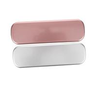 ULDIGI Estuche Metálico Rectangular para Bolígrafos y Lápices, Doble Pack Plata y Morado, Compacto y Portátil, Estudiante y Profesor, Uso Diario Oficina y Escuela, Pack 2 Unidades