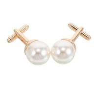ULDIGI Gemelos de Perla Sintética Dorados 2 Pcs para Camisa de Puños Franceses, Botones de Manga de Aleación de Zinc, Accesorios para Hombre en Bodas y Eventos Formales