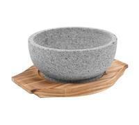 ULDIGI Juego de Cuencos 600ml de Bibimbap Coreano de Piedra Natural con Bandeja de Madera para Cocina y Cocción Lenta Reutilizable