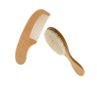 ULDIGI Kit Aseo Ñiño Recién Nacido Cepillo de Lana y Peine de Madera para Lavar y Masajear el Cabello, Fácil de Usar y Diseño Simple para Cuidado Delicado