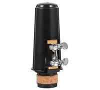 ULDIGI Kit Boquilla para Clarinete si Bemol Ligadura y Tapa, Accesorios para Instrumentos de Viento Madera, Material Plástico y Bambú, Color Negro, Uso Profesional para Músicos