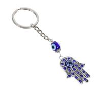 ULDIGI Llaveros Amuleto Ojo Azul Turco con Mano Metálica y Diamantes Colgante Decorativo para Llaves Bolso Mochila Protección Energías Negativas Regalo