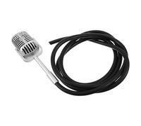 ULDIGI Micrófono Colgante de Fiesta Vintage, Modelo Decorativo Plástico | Acabado Clásico Plata, Cables de Goma, para Fondos Fotográficos, Techo y Eventos de Cosplay