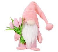 ULDIGI Muñeca Enana de Tulipán Rosa para Decoración del Día Madre Figura Coleccionable Resistente al Desgaste Suministros Festivos para Decoración de Mesa Hogar