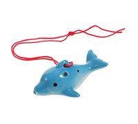 ULDIGI Ocarina de Cerámica Alto de 6 Agujeros para Principiantes, Mini Instrumento Portátil Azul Claro, Adecuado para Estudiantes y Música Educativa