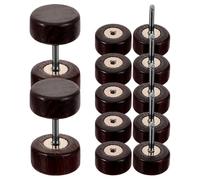 ULDIGI Pendientes para Hombre de Madera Forma de Mancuerna 6 Piezas 8 MM Marrón Pendientes Falsos de Dilatación Pequeños Acero Inoxidable Accesorios de Moda para Uso Diario