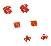 ULDIGI Pendientes Rojos de Moda para Mujer Set de 3 Pares Diseño Chino de Conejo y Lazo Pendientes Pequeños de Bisutería para Disfraces y Celebraciones del Año Chino
