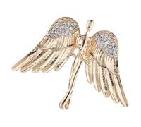 ULDIGI Pin de solapa de alas de ángel con rhinestone, broche de traje para hombre, accesorio para abrigo, sombrero y gala de boda