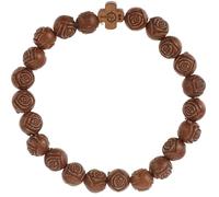 ULDIGI Pulsera Rosario para Hombre y Mujer Cuentas Cruzadas Estilo Vintage, Pulsera de Cuentas de Madera Sintética Color Café, Accesorio Religioso Cruz para Uso Diario y Obsequio
