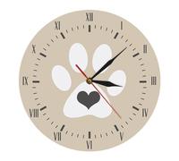 ULDIGI Reloj Colgante Silencioso de Acrílico Diseño de Huella de Perro para Sala de Estar y Oficina, Reloj Decorativo de Pared en Color Caqui