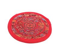 ULDIGI Tapete para Cuenco Tibetano Rojo de Tela Artesanal de Nepal, Cojín para Cuencos Cantores Budistas de 14 Cm, Accesorio Ritual para Meditación y Percusión Manual