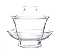 ULDIGI Taza de Té de Estilo Chino de Vidrio Transparente con Tapa, Resistente al Calor, para Infusiones y Decoración en Oficina o Hogar, Vajilla Sencilla para Té Oolong y Puer