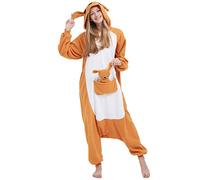 ULEEMARK Kigurumi Pijama Animal Entero Unisex para Adultos con Capucha Cosplay Pyjamas Canguro Ropa de Dormir Traje de Disfraz para Festival de Carnaval Halloween Navidad