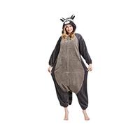 ULEEMARK Pijama Animal Entero para Adultos Pyjamas Ropa de Dormir Traje de Disfraz para Festival de Carnaval Halloween Navidad Mapache Gris-M(156-167CM)