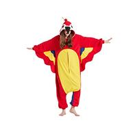 ULEEMARK Pijama Animal Entero para Adultos Pyjamas Ropa de Dormir Traje de Disfraz para Festival de Carnaval Halloween Navidad Loro Rojo-L(168-177CM)
