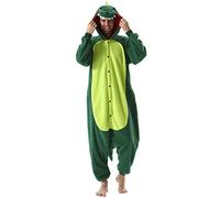ULEEMARK Pijama Animal Entero Unisex para Adultos con Capucha Cosplay Pyjamas Ropa de Dormir Kigurumi Traje de Disfraz para Festival de Carnaval Halloween Navidad Verde Dinosaurio XL