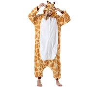ULEEMARK Pijama Animal Entero Unisex para Adultos con Capucha Mujer Hombre Cosplay Pyjamas Ropa de Dormir Traje de Disfraz para Festival de Carnaval Halloween Navidad Jirafa para Altura 148-187cm