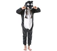 ULEEMARK Pijama Animal Entero Unisex para Niños con Capucha Cosplay Pyjamas Ropa de Dormir Traje de Disfraz para Festival de Carnaval Halloween Navidad Gris Lobo para Altura 90-148cm