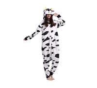 ULEEMARK Vaca Pijama Onesie de Fiesta para Adulto Unisexo Carnaval Animales Disfraz Cosplay Halloween Pijama Hombre Mujer Inviernos de una Pieza S