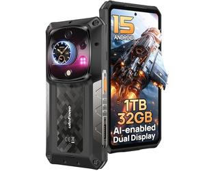 Ulefone Armor 28 Ultra AI Movil Irrompible 5G 32GB+1TB, Dimensity 9300+ 6.67" AMOLED+1.04" Sub-Pantalla 50MP IMX989+64MP Visión Nocturna 10600mAh 120W Resistente Telefono Rugerizado