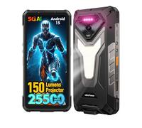Ulefone Armor 34 Pro Plus Movil Resistente 5G, Teléfono Móvil Irrompible con 150 Lúmenes Proyector, 25500mAh/66W, 36GB+512GB ROM Móvil Rugerizado 6.95" FHD+/120Hz, Android 15, 64MP+50MP/NFC/WIFI-6E