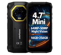 Ulefone Armor Mini 20 4G Smartphone Resistente, Tamaño de Palma, 16GB+256GB, Batería 6200mAh Carga Inalámbrica, Cámara de Visión Nocturna 64MP+50MP, 4.7" HD+90Hz, IP68 IP69K Android 14, NFC GPS