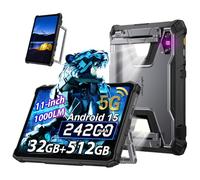Ulefone Armor Pad 5 Pro 5G Tablet Resistente Android 15, 24200mAh 120W Tablet Irrompible, 11 Pulgadas FHD+ 120Hz, 1000lm Luz de Camping, 64MP+64MP, 3W* 2 Altavoz Estéreo,IP68/IP69K/NFC/GPS/OTG