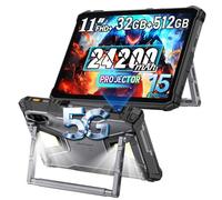 Ulefone Armor Pad 5 Ultra 5G Tablet Resistente con Proyector, 24200mAh 120W Android 15 Tablet Irrompible, 11” FHD+ 120Hz, 1000lm Luz de Camping, 64MP+64MP, 3W*2 Altavoz Estéreo,IP68/IP69K/NFC/GPS/OTG