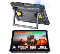 Ulefone Armor Pad 5 Ultra 5G Tablet Rugerizada con Proyector 200LM, Batería 24200mAh, 32GB+512GB Tablet Irrompible, Android 15 IP68 Antigolpe 11 Pulgadas FHD+ 64MP Visión Nocturna, Dual SIM, NFC/GPS