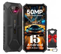 Ulefone Armor X13 Teléfono Móvil Resistente Android 15, Movil Todoterreno 50 MP+24 MP Nocturne Vision 12+64GB/SD-256GB, 6320mAh Batería, 6.52” HD+, 4G Dual SIM/Face ID/GPS/NFC/Garantía de 2 Años-Negro