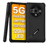 Ulefone Armor X31 Pro 5G Smartphone Resistente, Cámara 64MP+25MP (Visión Nocturna y Linterna Antirreflejo), 5G 16GB+256GB, 6,56" HD+ 120Hz, IP68 Móvil Antigolpes Android 14, GPS NFC Negro