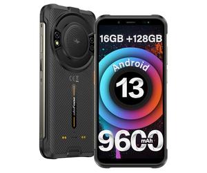 Ulefone Power Armor 16S Móvil Resistente Android 13, 16GB+128GB/2TB Movil Irrompible, 128dB Altavoz, 9600mAh Batería, Cámara 50MP+8MP, 5.93" HD+ Smartphone, IP68/69K/Dual SIM/NFC/OTG/GPS