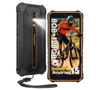 Ulefone RUGKING 2 Pro Movil Irrompible Android 15 Octa Core 8GB +128 GB/2TB TF Movil Rugerizado 5.45" HD+ 90Hz, Gemini AI Telefono Movil 4550mAh Batería, Linterna/13MP/Dual SIM/NFC/OTG/Face ID-Naranja