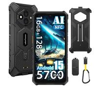 Ulefone RugKing 3 Pro Android 15 Movil irrompible 4G,16GB+128GB/TF 2TB, 6,56”HD+120Hz, 5700mAh, Cámara 48MP+8MP, 120LM Super Torch, 3-Slots, Smartphone Todoterreno IP68/OTG/NFC/GPS/Con Funda, Negro