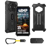 Ulefone RugKing 3 Pro Movil Resistente, Android 15 AI Smartphone 16GB+128GB/SD-2TB 5700mAh 6,56” 120Hz Teléfono, Octa-Core Cámara 48MP+8MP, 120LM Super Torch/3-Slots/IP68/IP69K/OTG/NFC/GPS Negro