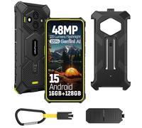 Ulefone RugKing 3 Pro Movil Resistente, Android 15 AI Smartphone 16GB+128GB/SD-2TB 5700mAh 6,56” 120Hz Teléfono, Octa-Core Cámara 48MP+8MP, 120LM Super Torch/3-Slots/IP68/IP69K/OTG/NFC/GPS Verde