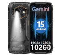 Ulefone RugKing 4 Pro Movil Resistente, 10200mAh 16GB+128GB/SD-2TB Android 15 AI Smartphone 6,56” 120Hz Teléfono, Octa-Core Cámara 48MP+8MP, 120LM Super Torch/3-Slots/IP68/IP69K/OTG/NFC/GPS Negro