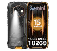 Ulefone RugKing 4 Pro Movil Resistente, 10200mAh 16GB+128GB/SD-2TB Android 15 AI Smartphone 6,56” 120Hz Teléfono, Octa-Core Cámara 48MP+8MP, 120LM Super Torch/3-Slots/IP68/IP69K/OTG/NFC/GPS Naranja