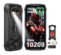 Ulefone RugKing 4 Pro Movil Resistente, Android 15 AI Smartphone 10200mAh 16GB+256GB/SD-2TB 6,56” 120Hz Teléfono, Octa-Core Cámara 48MP+8MP, 120LM Super Torch/3-Slots/IP68/IP69K/OTG/NFC/GPS Negro