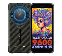 Ulefone RugKing Android 15 Teléfono Móvil Resistente, 16GB+256GB/2TB, 50MP+8 MP+2MP, 5,99 "HD+, 9600 mAh, AI Movil, Irrompible126 dB Altavoz, Linterna/OTG/NFC/GPS/IP68/IP69K